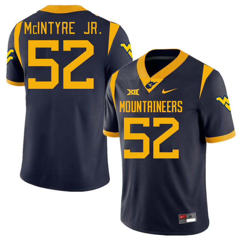 #52 Corey McIntyre Jr. West Virginia Mountaineers College 2024 New Uniforms Football Jerseys Stitched Sale-Navy